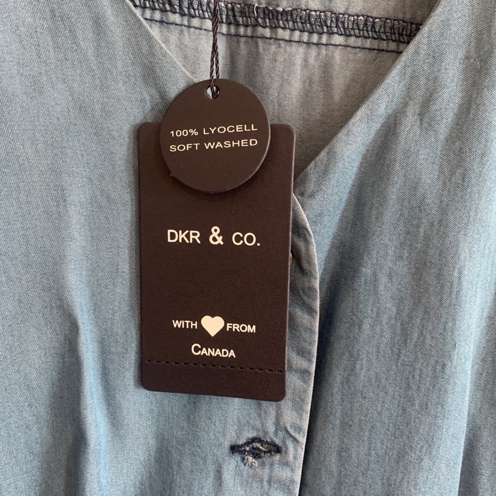 NWT DKR & Co blue lyocell drawstring dress - Picture 2 of 6